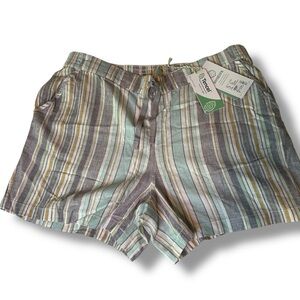 Striped Taupre and Blue Women Shorts